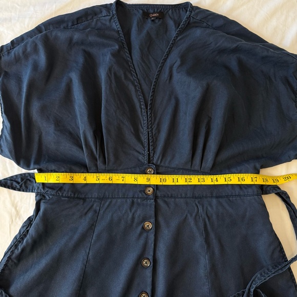 Quince Vintage Wash Tencel Button Front Dress Blue Large Tencel Lyocell Belted - Picture 8 of 10